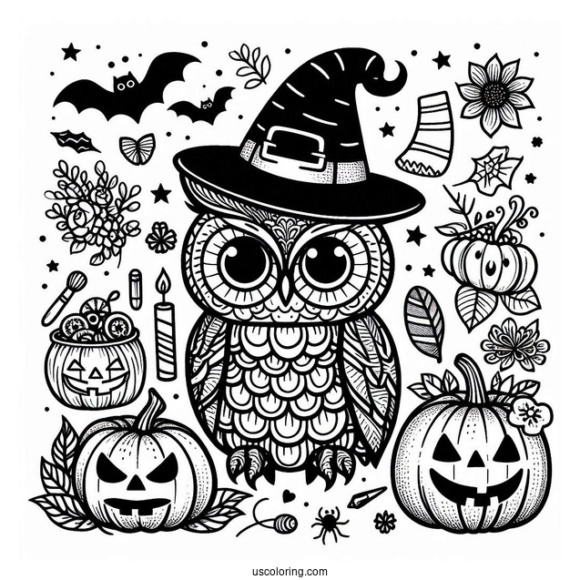 Halloween Owl Coloring Page