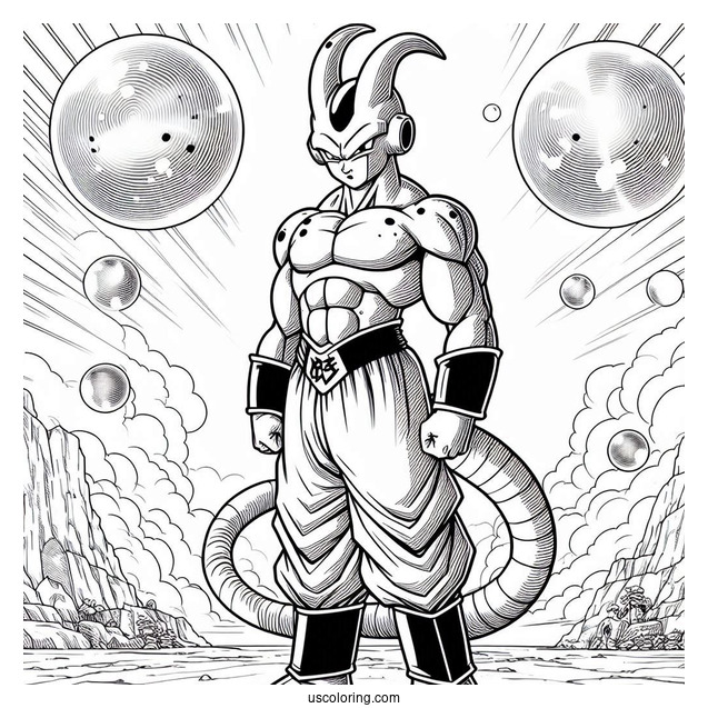 Dragon Ball Z Coloring Page Of Detailed Majin Buu Standing Proud