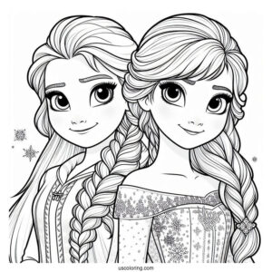 Frozen Elsa And Anne To Color In For Kids