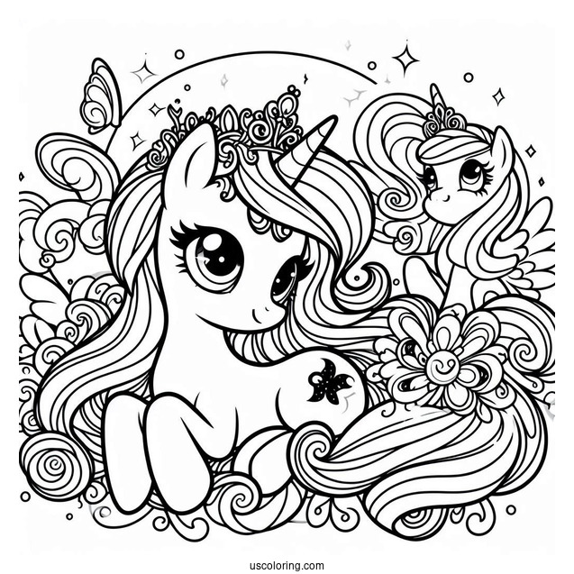 Easy Princess Luna Coloring Page With Sweetie Belle And Fluttershy For Kids