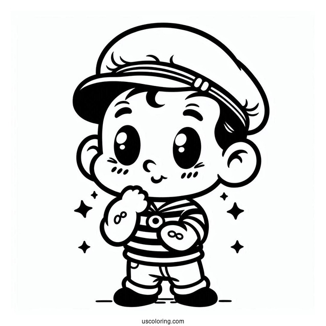 Cute Chibi Popeye Coloring Page For Preschoolers