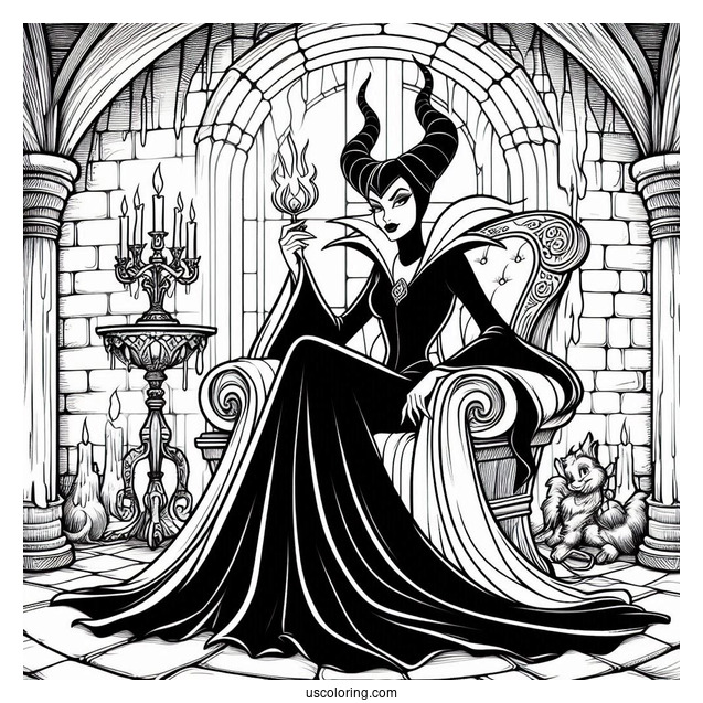 Maleficent In Castle Dungeon Coloring Page
