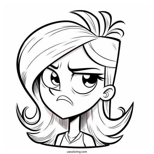 Phineas And Ferb Coloring Page Of Candace Flynn Frowning