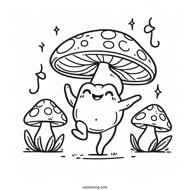 Mushroom Coloring Page Of Happy Toad Dancing Coloring Page For Kids
