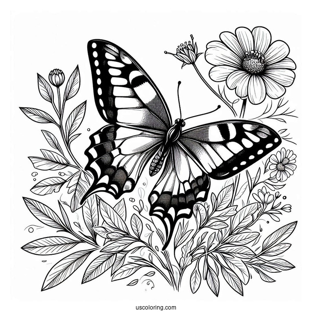 Swallowtail Butterfly Resting On Flower