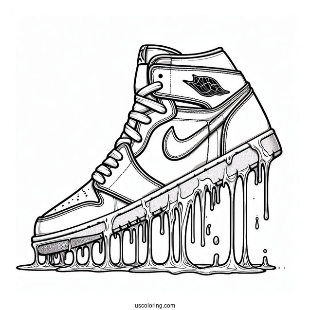 Nike Coloring Page Of Air Jordan Melting Paint