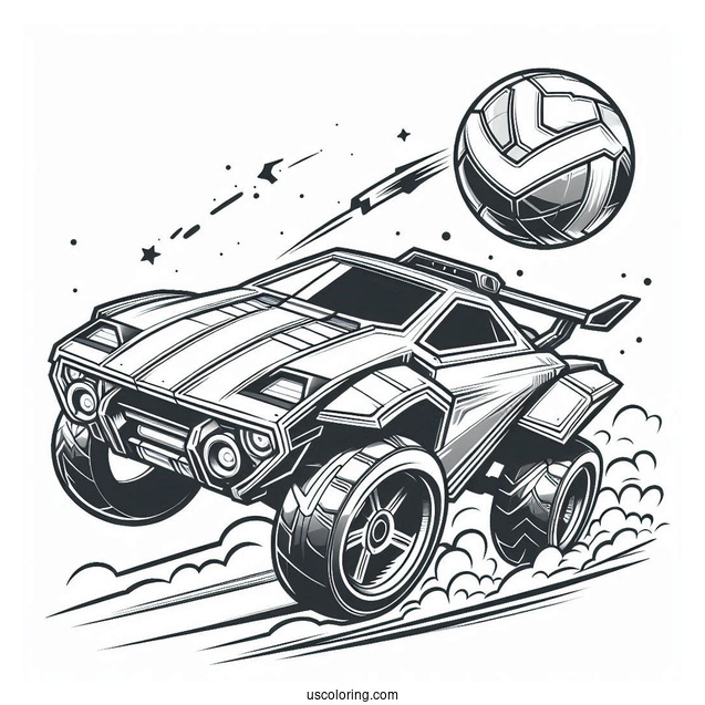 Rocket League Coloring Page Octane Zooming Towards The Ball