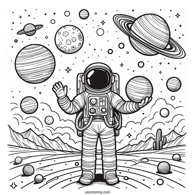 Astronaut Holding Planets In The Solar System_