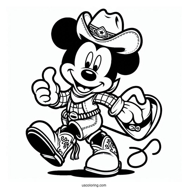Cowboy Coloring Page Mickey Mouse For Kids