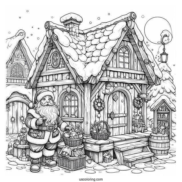 Realistic Santa_s Workshop To Color