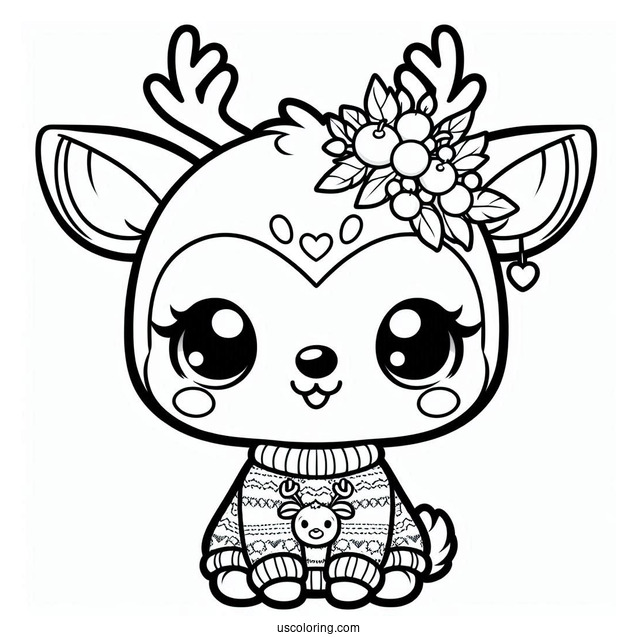 Chibi Rudolph Coloring Page Wearing A Sweatshirt