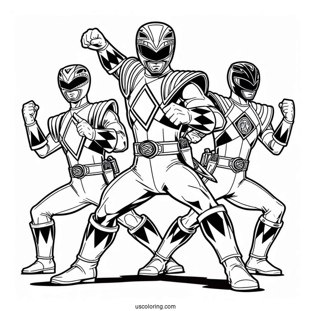 Coloring Page Of Power Rangers In Iconic Pose