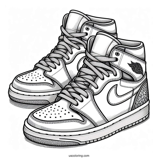 Detailed Pair Of Air Jordans Coloring Page