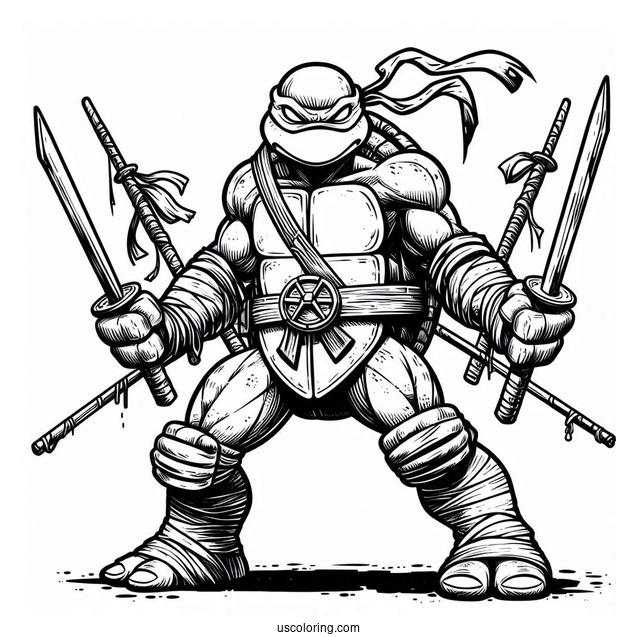 Cartoon Teenage Mutant Ninja Turtles Coloring Page