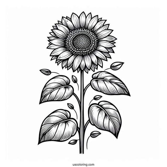 Tall Sunflower With Seeds Coloring In