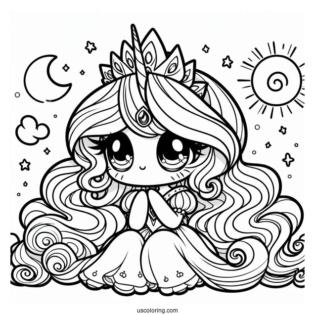 Chibi Princess Celestia Coloring Page For Kids