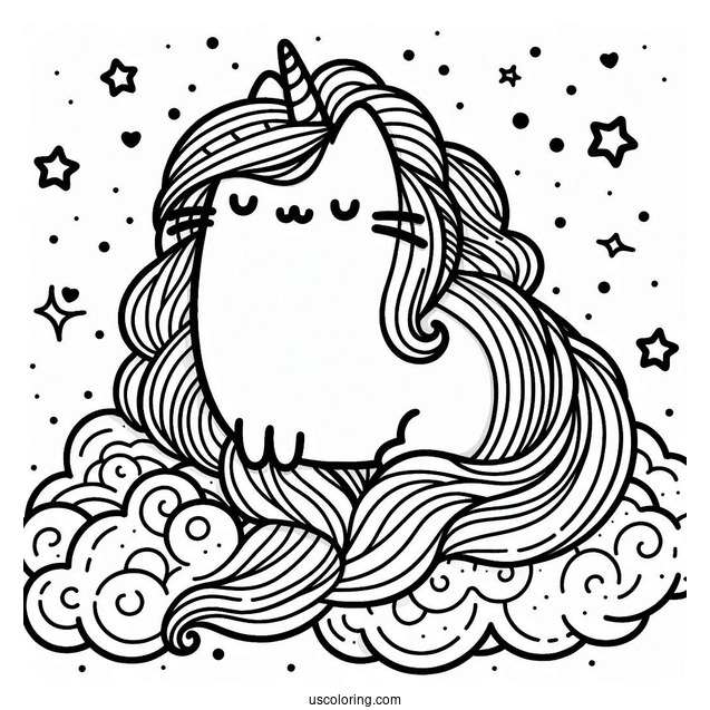Unicorn Pusheen With Long Rainbow Hair