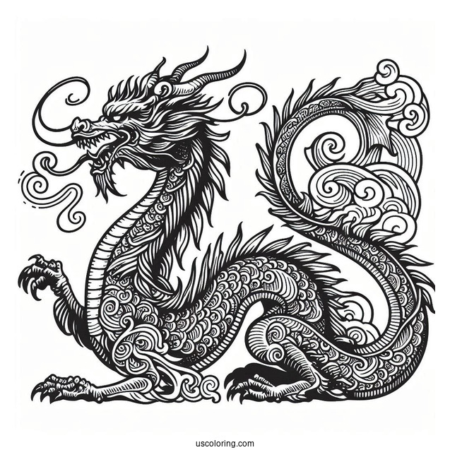 Ancient Looking Dragon To Color