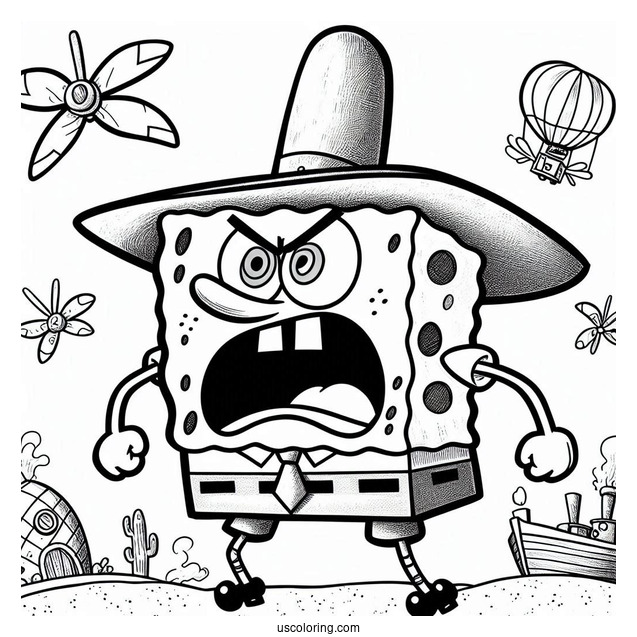 Flying Dutchman In A Rage SpongeBob Coloring Page