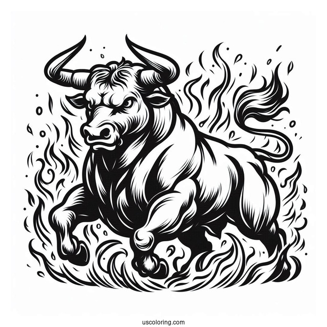 Coloring Sheet Of Raging Bull