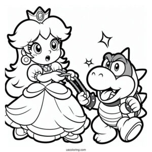 Bowser Taking Princess Daisy Coloring Page Hostage