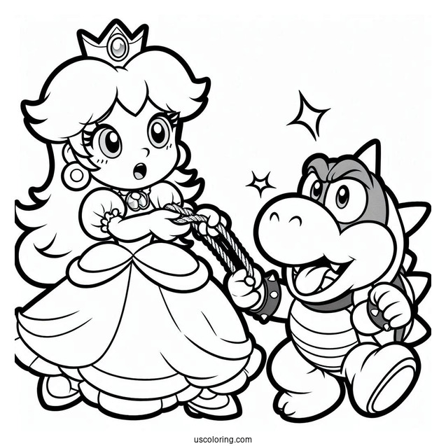 Bowser Taking Princess Daisy Coloring Page Hostage