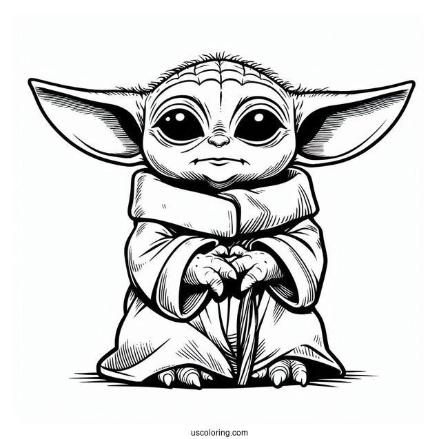 Detailed Baby Yoda Coloring Sheet