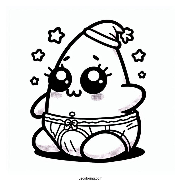Kawaii Baby Patrick Star Coloring Page In Diapers For Preschoolers