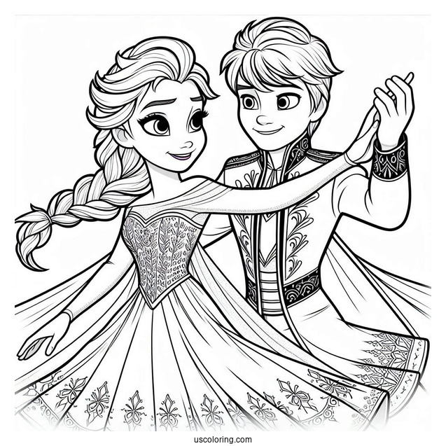 Elsa And Jack Frost Coloring Page