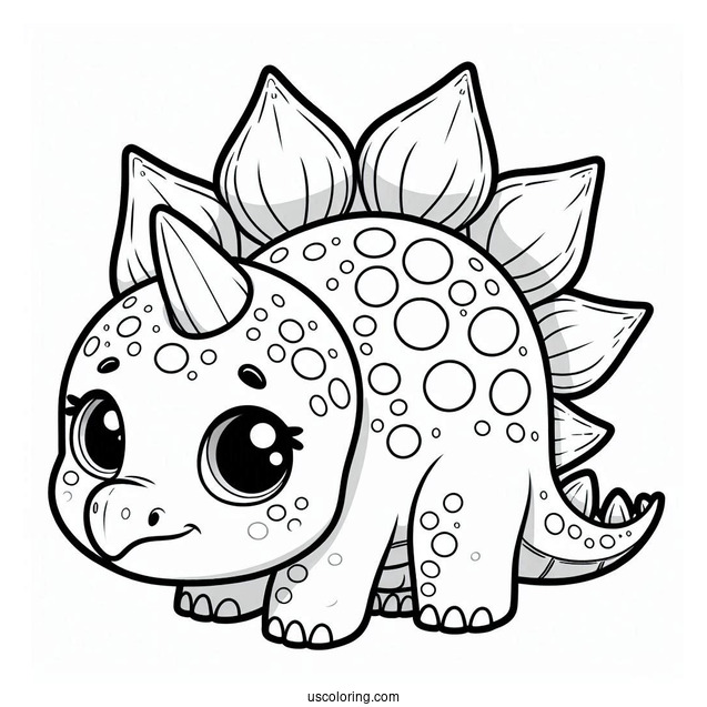 Adorable Stegosaurus Coloring Page With Large Eyes For Preschoolers