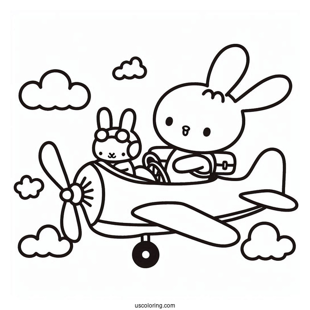 Miffy Coloring Page And Melanie Riding An Airplane