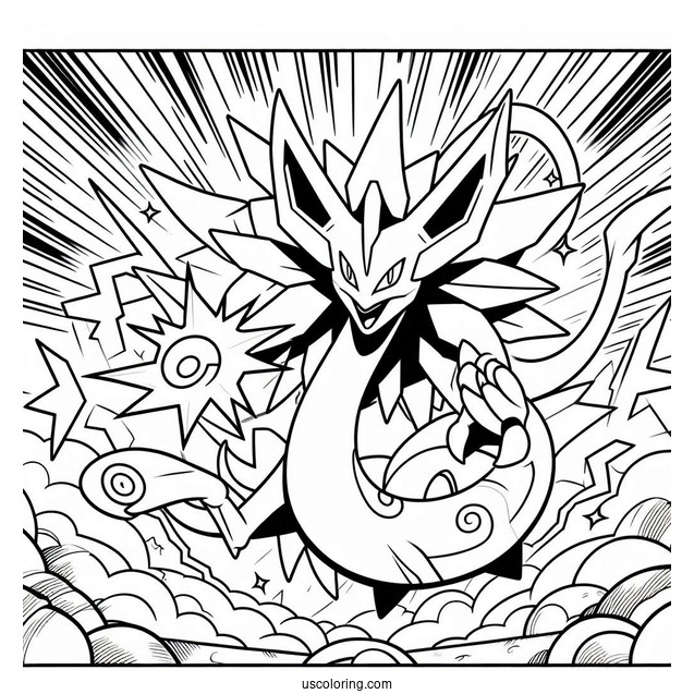 Reshiram Outrage Pokemon Card Coloring Page