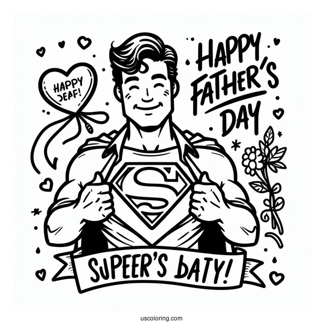Superman Happy Father's Day Coloring Page Of Greeting