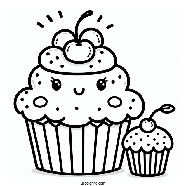 Coloring Sheet Of Cupcake For Toddlers