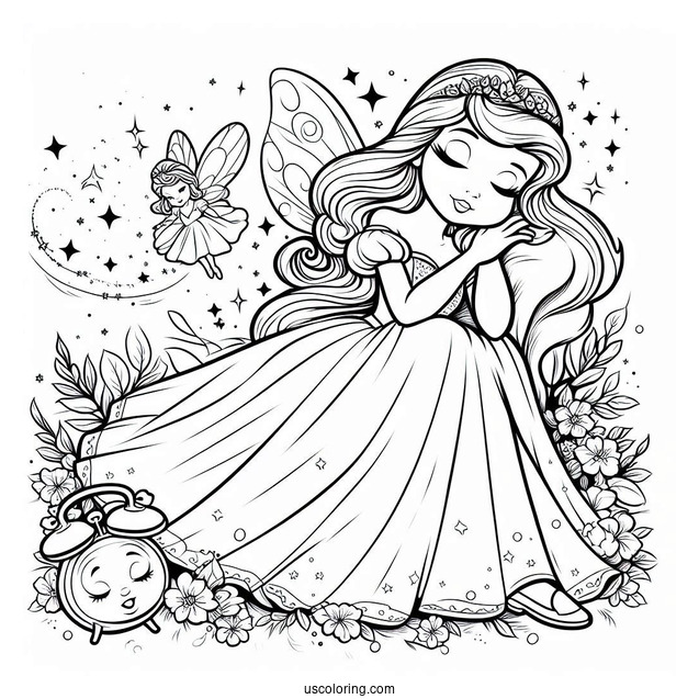 Sleeping Beauty Coloring Page Of Fairy Godmother Merryweather For Kids