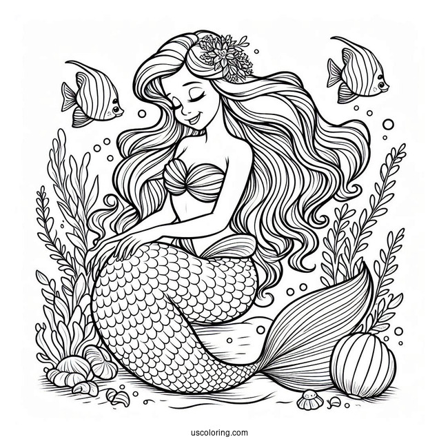 Detailed Little Mermaid Coloring Page