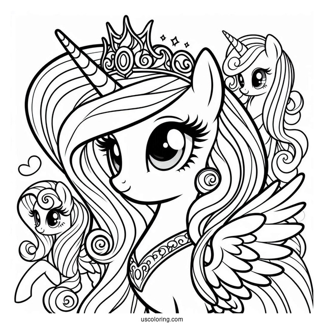 Easy Princess Luna Coloring Page With Sweetie Belle And Fluttershy For Kids