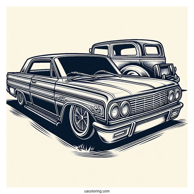 Parked Lowrider Coloring Page