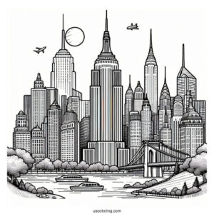 New York Coloring Page Of The Big Apple For Preschoolers