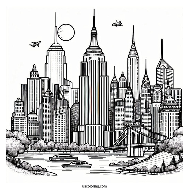 New York Coloring Page Of The Big Apple For Preschoolers