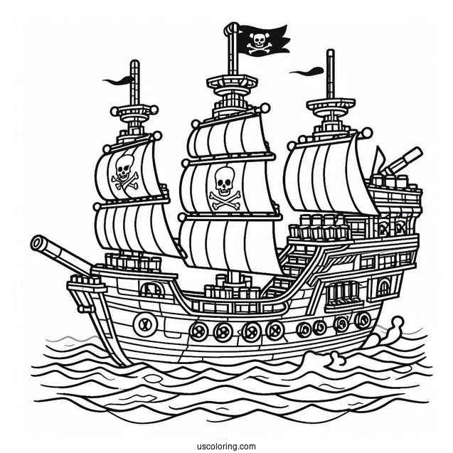 Coloring Sheet Of a Lego Pirate Ship