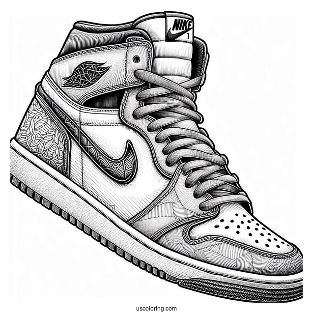 Nike Coloring Page Of Detailed Air Jordan 1