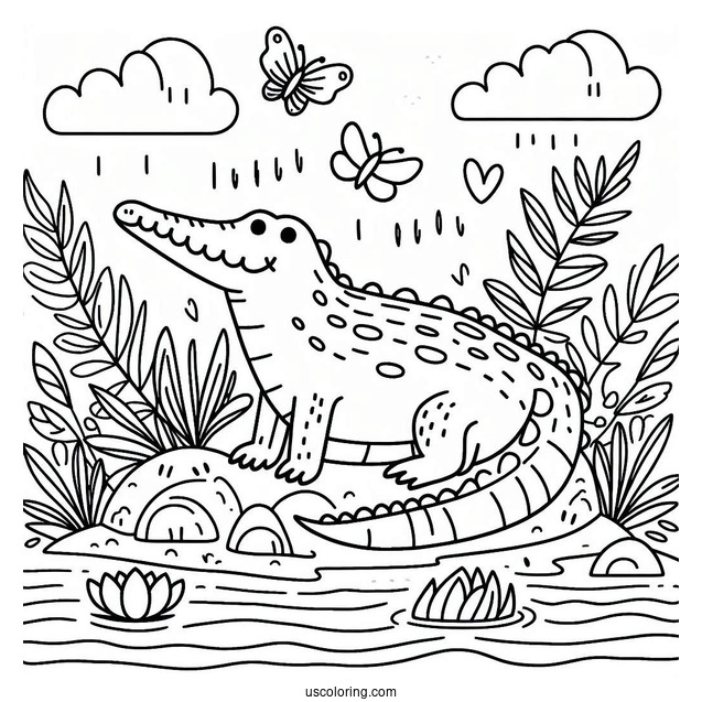 Easy Outline Of a Crocodile For Preschoolers(1)