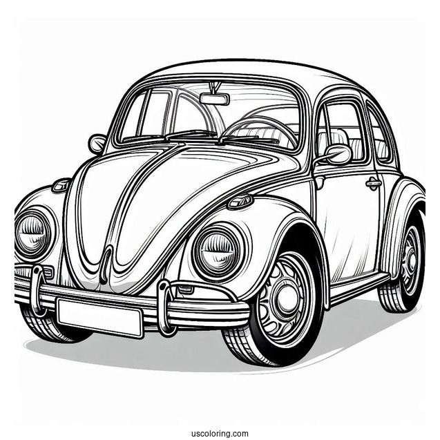 Detailed Volkswagen Beetle Coloring Sheet