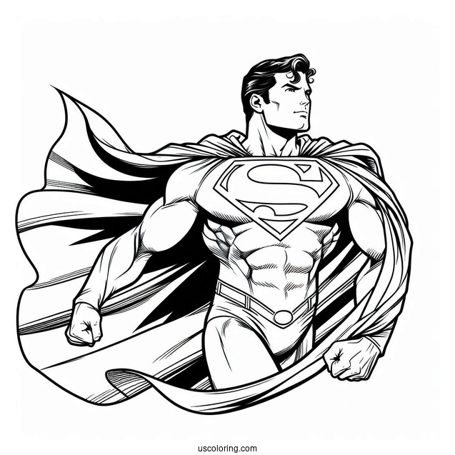 Superman With Cape Coloring Page