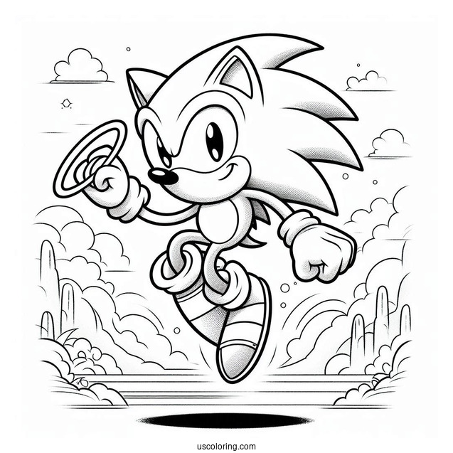 Sonic Leaping Through Air With Ring