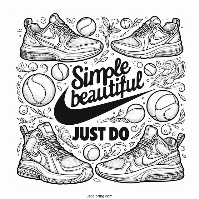 Just Do It Slogan Surrounded By Shoes Nike Coloring Page