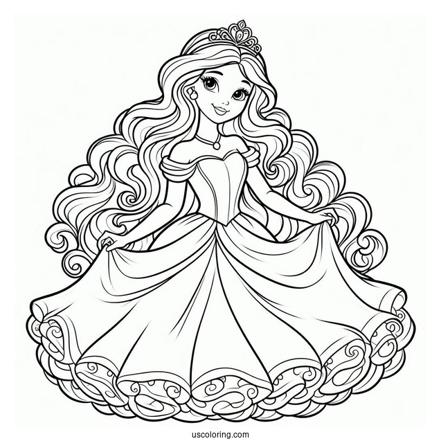 Cartoon Disney Princesses Coloring Page For Kids