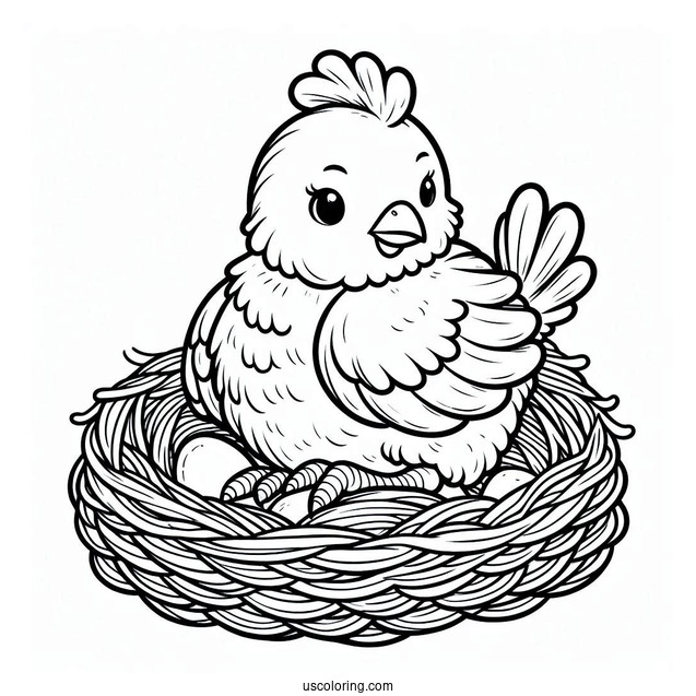 Adorable Chicken Sitting On Nest