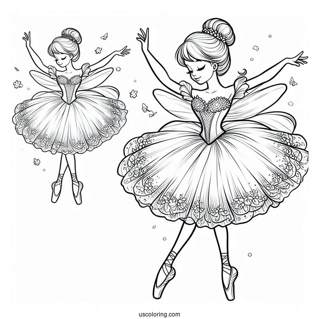 Cinderella Ballerina Coloring Page